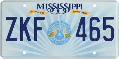 MS license plate ZKF465