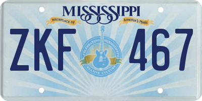 MS license plate ZKF467