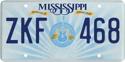 MS license plate ZKF468