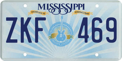 MS license plate ZKF469
