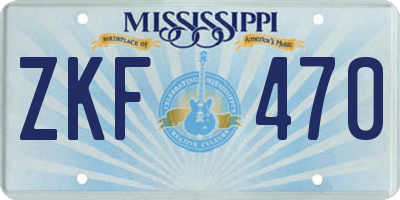 MS license plate ZKF470