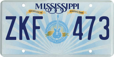MS license plate ZKF473