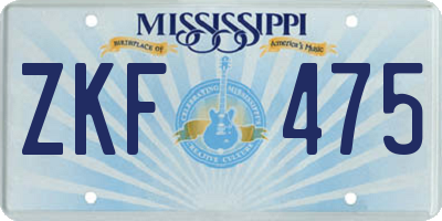MS license plate ZKF475