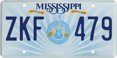 MS license plate ZKF479