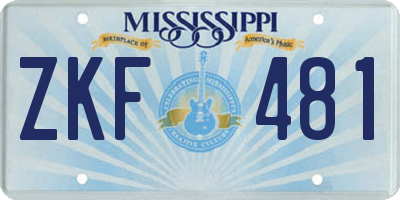 MS license plate ZKF481