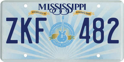 MS license plate ZKF482