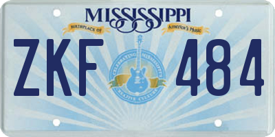 MS license plate ZKF484