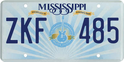 MS license plate ZKF485