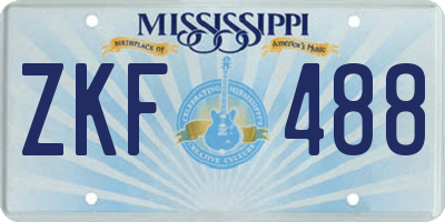 MS license plate ZKF488
