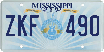 MS license plate ZKF490