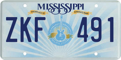 MS license plate ZKF491