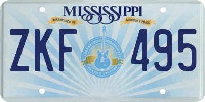 MS license plate ZKF495