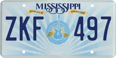 MS license plate ZKF497