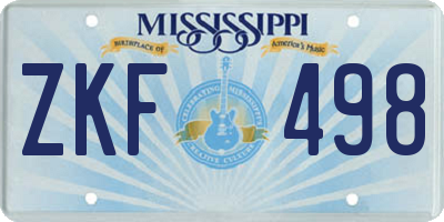 MS license plate ZKF498