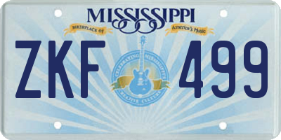 MS license plate ZKF499