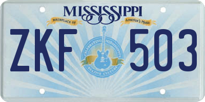 MS license plate ZKF503