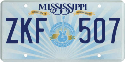 MS license plate ZKF507
