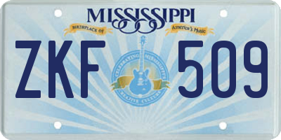 MS license plate ZKF509