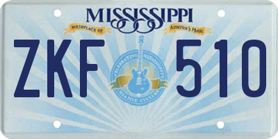 MS license plate ZKF510