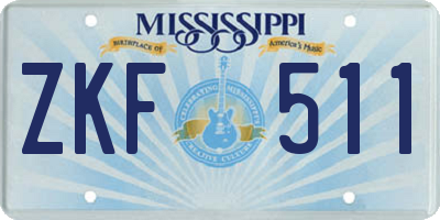 MS license plate ZKF511