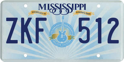 MS license plate ZKF512