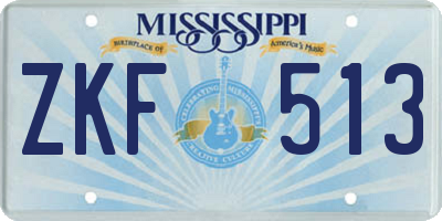 MS license plate ZKF513