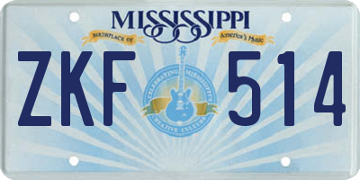 MS license plate ZKF514