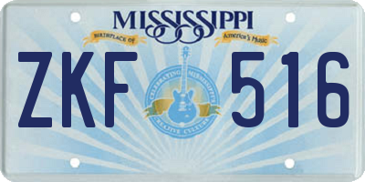 MS license plate ZKF516