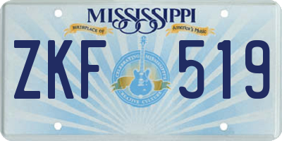 MS license plate ZKF519