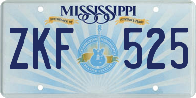 MS license plate ZKF525