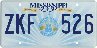 MS license plate ZKF526