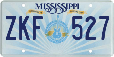 MS license plate ZKF527