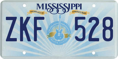 MS license plate ZKF528