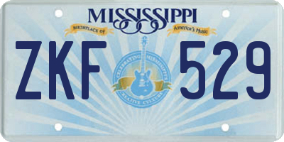 MS license plate ZKF529