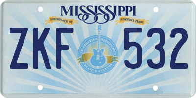 MS license plate ZKF532