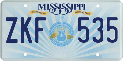 MS license plate ZKF535