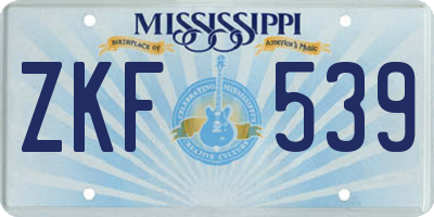 MS license plate ZKF539