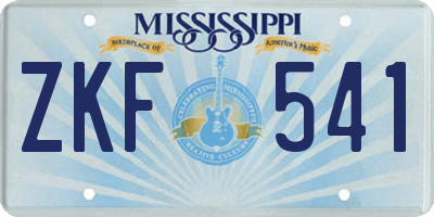 MS license plate ZKF541