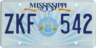 MS license plate ZKF542