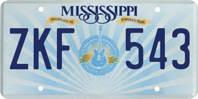 MS license plate ZKF543