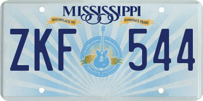MS license plate ZKF544
