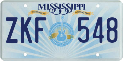 MS license plate ZKF548