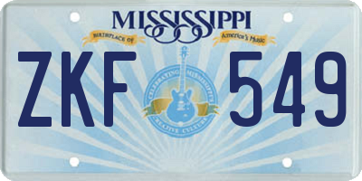 MS license plate ZKF549