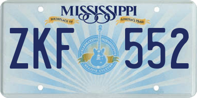 MS license plate ZKF552