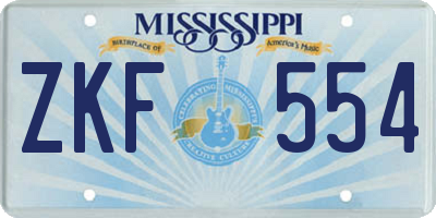 MS license plate ZKF554