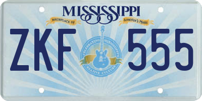 MS license plate ZKF555