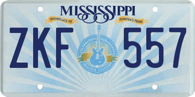 MS license plate ZKF557