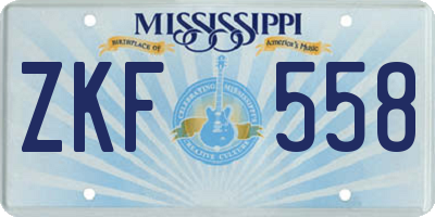 MS license plate ZKF558
