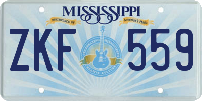 MS license plate ZKF559