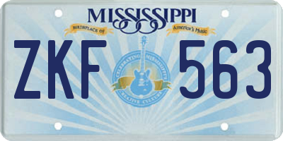 MS license plate ZKF563